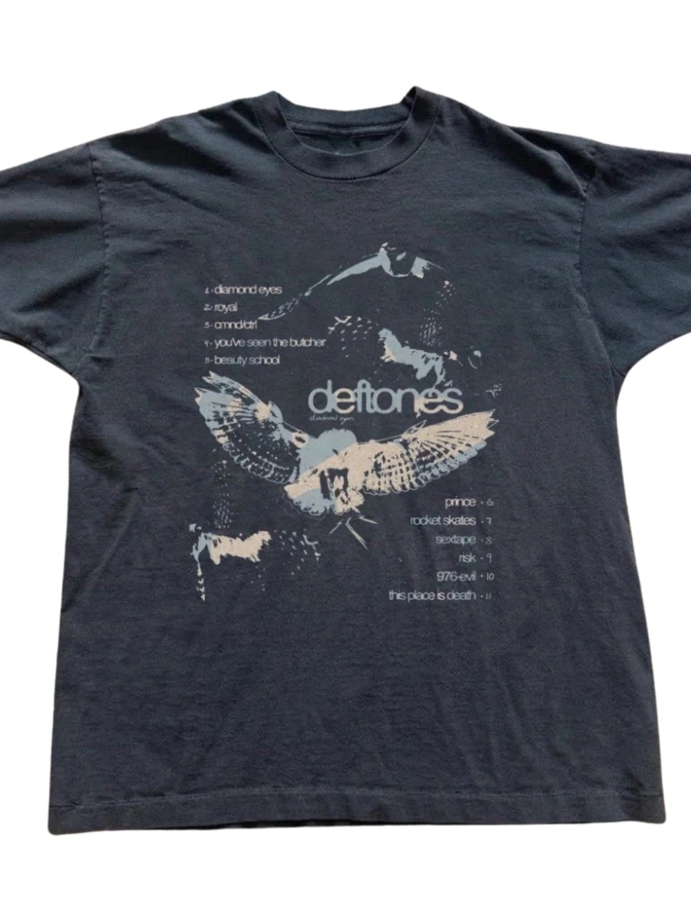Deftones Graphic Band Tee — Black with  Cream Print